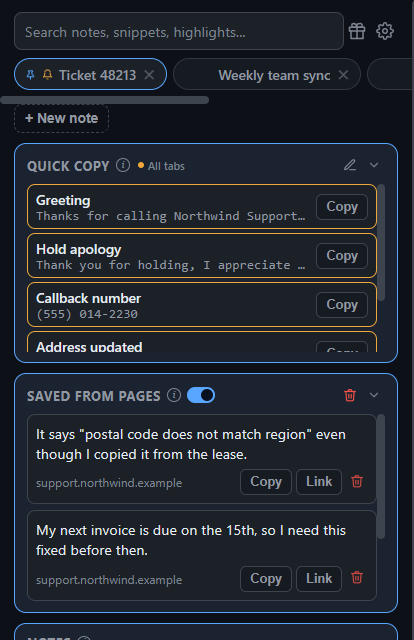 Sidebit in its dark theme